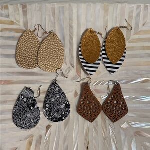 Any offers accepted 🎉Leather Multi-Color Teardrop Earrings Set